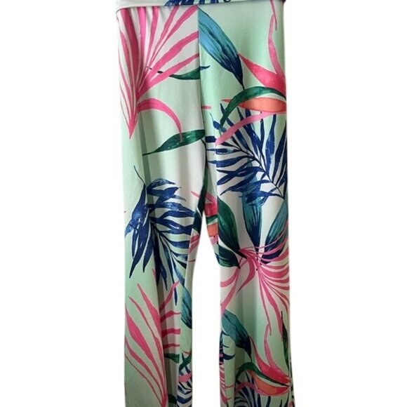 Reel Legends Womens Tropical Print Palazzo Pants L Polyester/Spandex - Picture 3 of 11